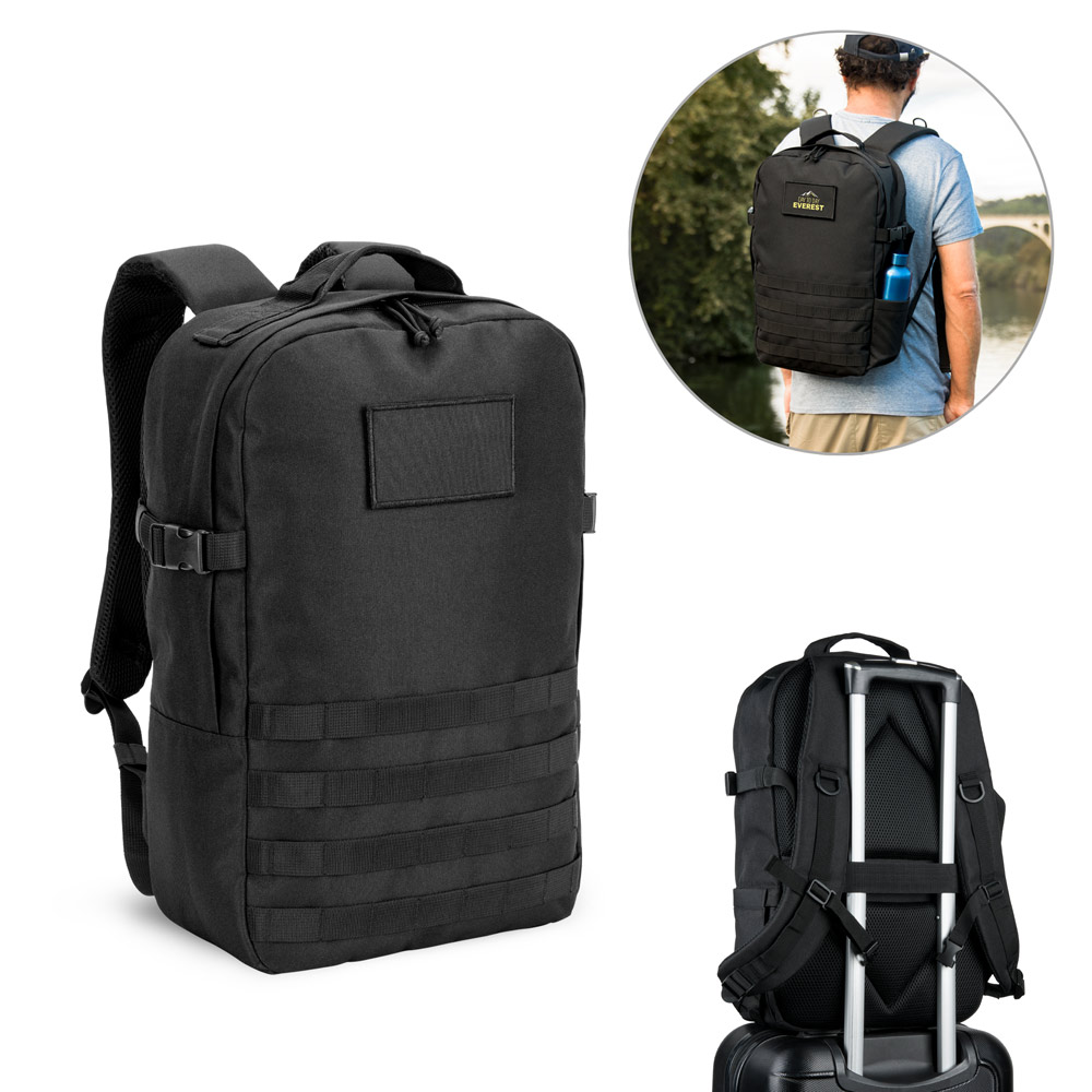 EDINBURGH BPACK. Mochila estilo militar em poliéster reciclado 600D, de alta densidade, com bolso para notebook 17'3" 21 L