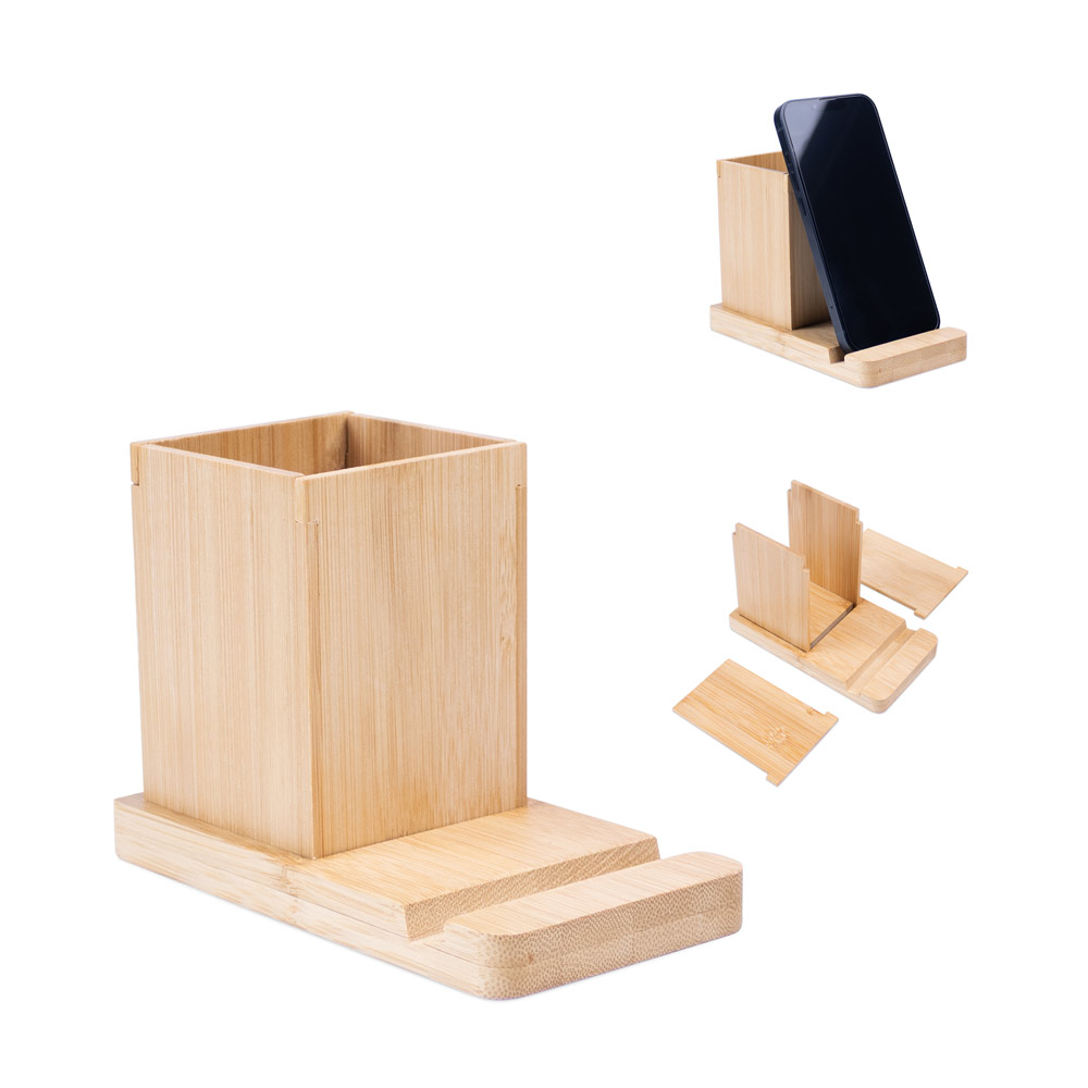 ERWIN. Conjunto de secretária com suporte para celular e copo