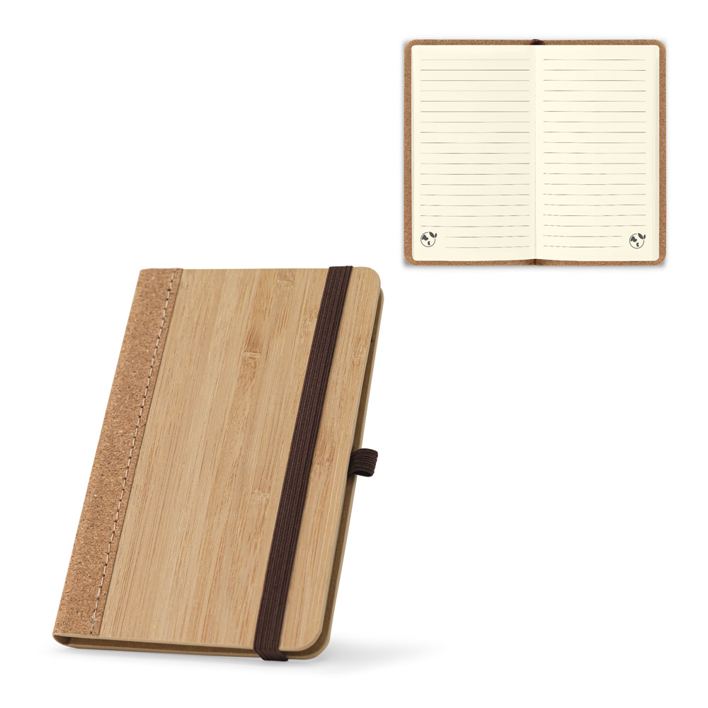 ORWELL POCKET. Caderno de bolso de capa dura em folha de bambu e cortiça com 160 páginas pautadas