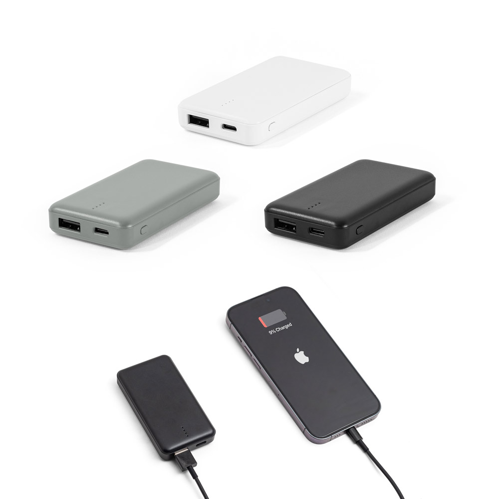 SHERYL. Bateria portátil em ABS 100% reciclado e capacidade de 4'000 mAh